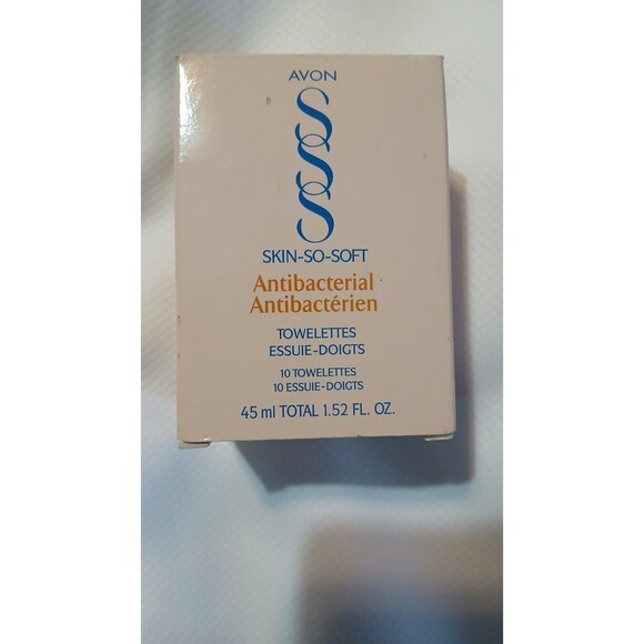 Avon Skin-So-Soft Antibacterial Towelettes Box of 10 Discontinued 1999 RARE NIB - Picture 1 of 5
